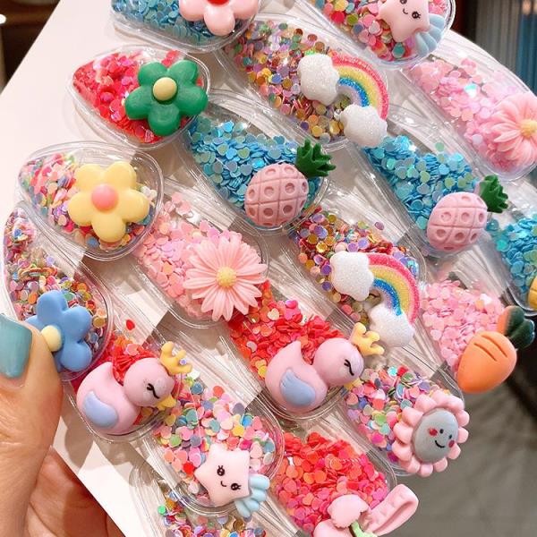 20 Pcs Quicksand Cartoon Shining Hair Pin Set