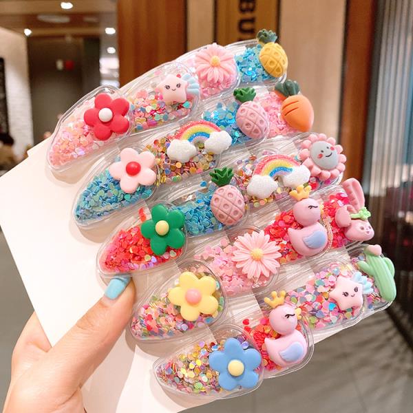 20 Pcs Quicksand Cartoon Shining Hair Pin Set