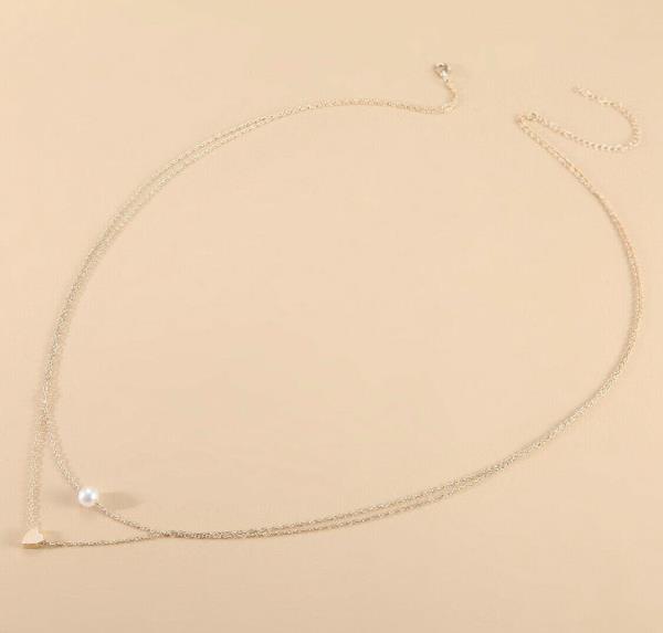 Double Layer Heart Pearl Waist Chain