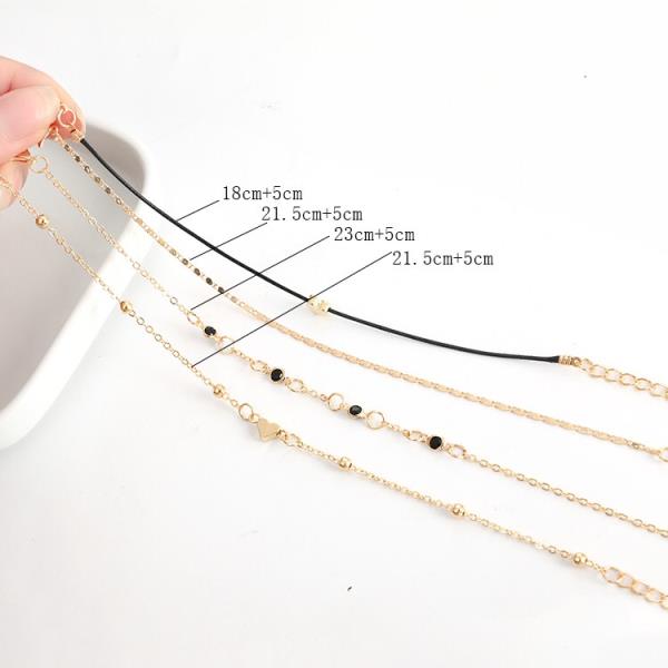 4 Pcs Multi Layer Foot Anklet Chain Set