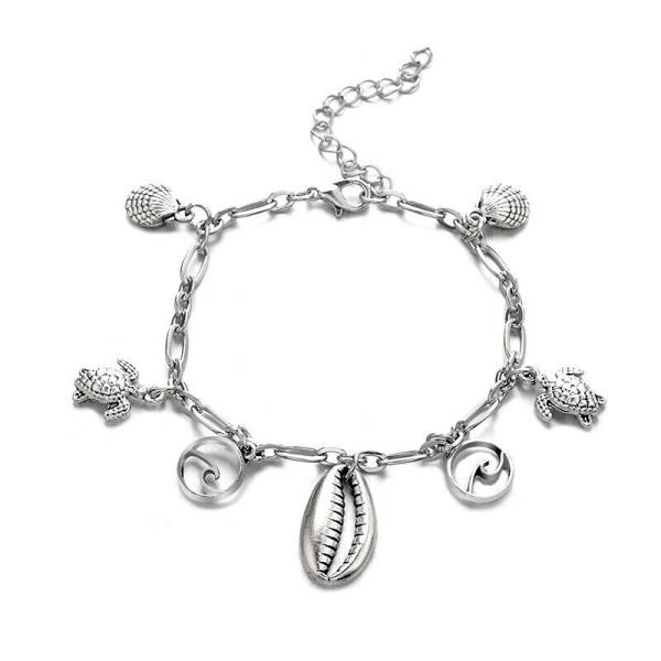 Bohemian Silver Sea Shell Anklet