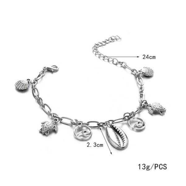 Bohemian Silver Sea Shell Anklet