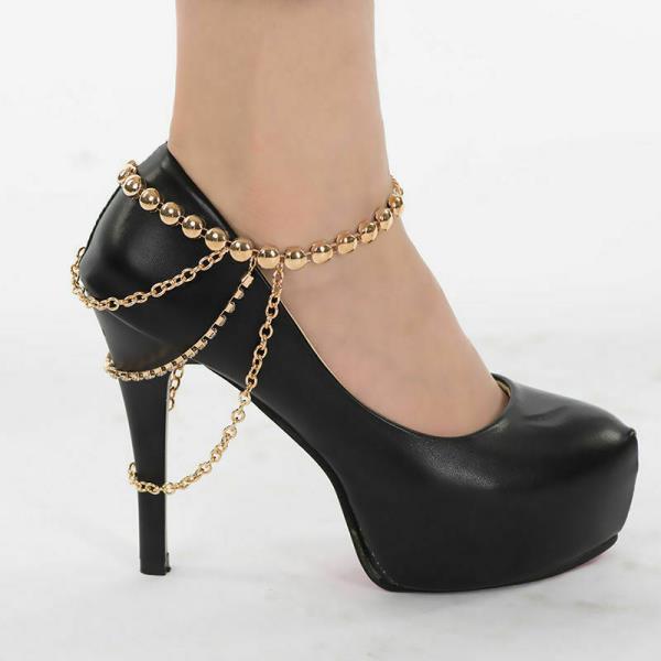 Bling Rhinestone Tassel High Heel Anklets