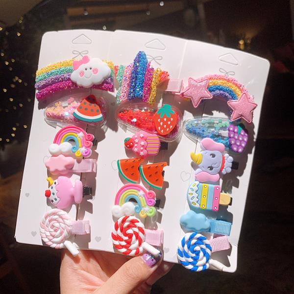 6 Pcs Cartoon Shining Barrette Hair Pin Set