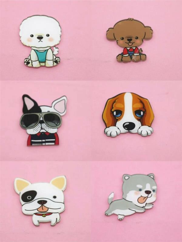 6 Cartoon Acrylic Dog Brooches