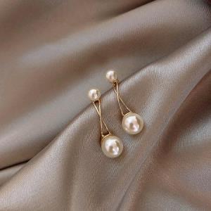 Double White Pearl Twist Earrings