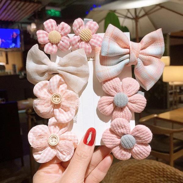 8 Pcs Plush Cloth Bow Hair Pin Set