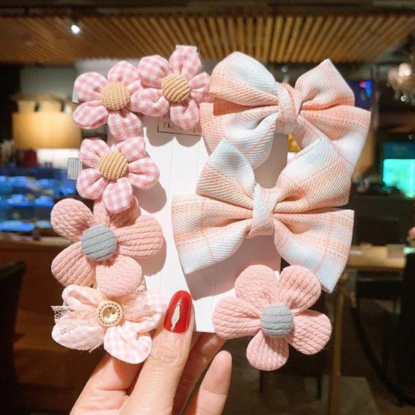 8 Pcs Plush Cloth Bow Hair Pin Set