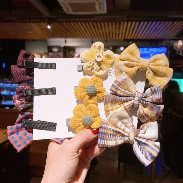 8 Pcs Plush Cloth Bow Hair Pin Set