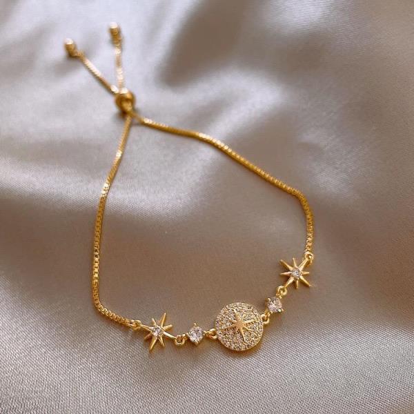 Shiny Gold Plated Rhinestone Star Bracelet