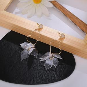 Foil Dried Flower Pendant Earrings