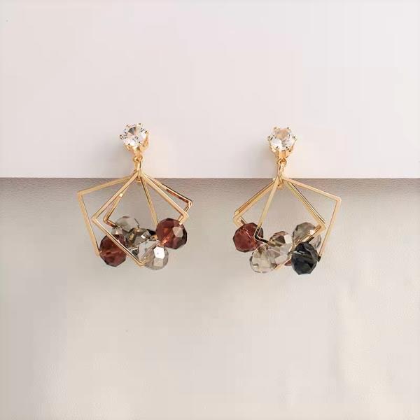 Modern Geometric Crystal Dangle Earrings