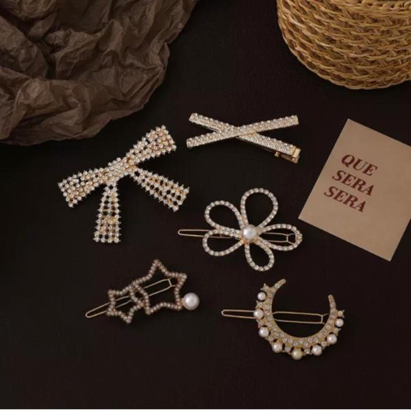 Retro Vintage Crystal Pearl Hair Pins Set