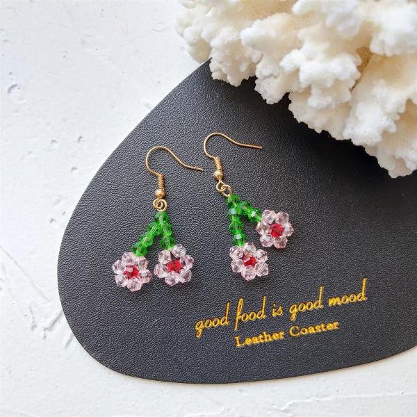 Crystal Beads Woven Flower Dangle Earrings