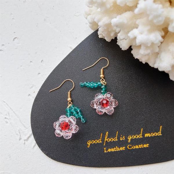 Crystal Beads Woven Flower Dangle Earrings