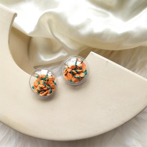 Cartoon Bubble Ceramic Fruit Quicksand Earrings