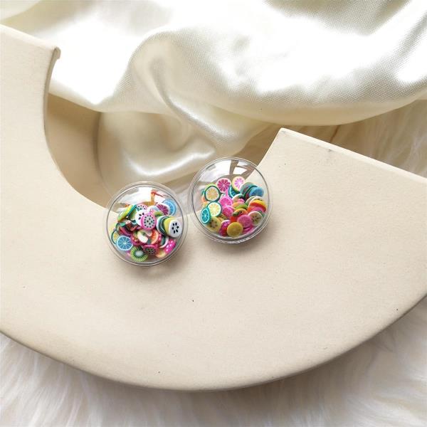 Cartoon Bubble Ceramic Fruit Quicksand Earrings