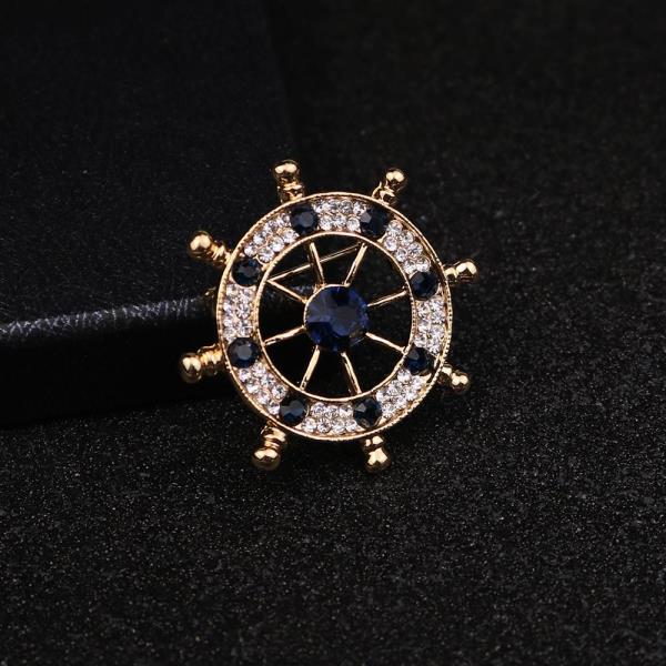 Full Crystal Sailor Wheel Brooch