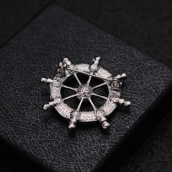 Full Crystal Sailor Wheel Brooch