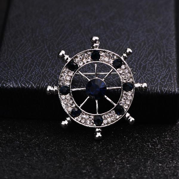 Full Crystal Sailor Wheel Brooch