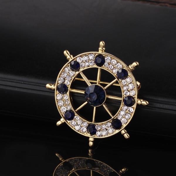 Full Crystal Sailor Wheel Brooch