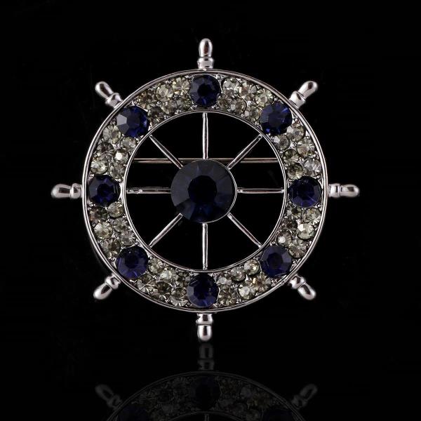 Full Crystal Sailor Wheel Brooch