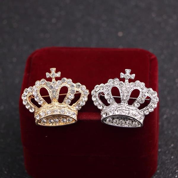 Full Crystal Crown Brooch