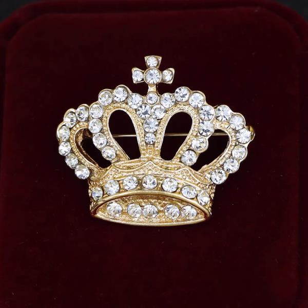 Full Crystal Crown Brooch