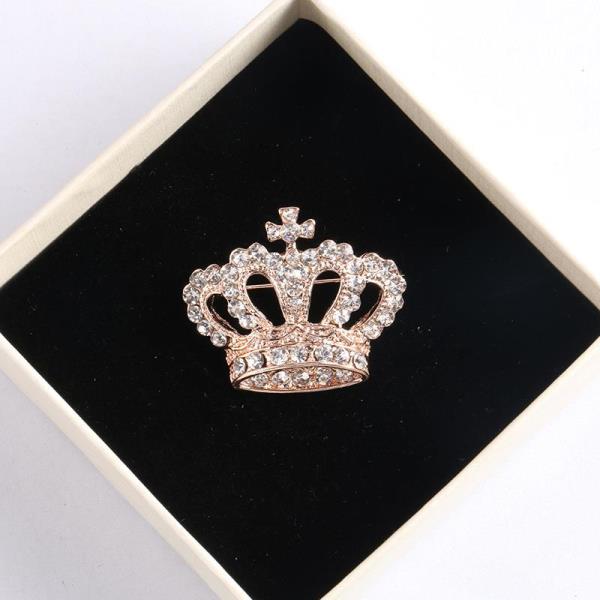 Full Crystal Crown Brooch