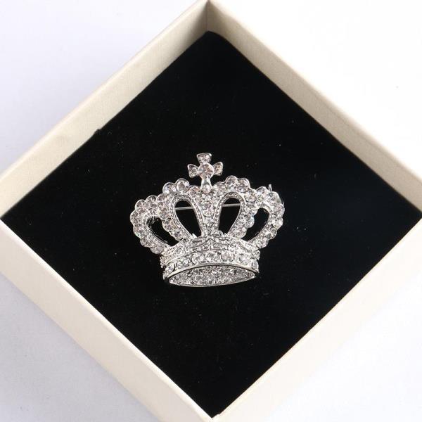 Full Crystal Crown Brooch