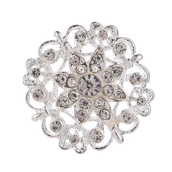 Silver Full Crystal Snow Flower Brooch