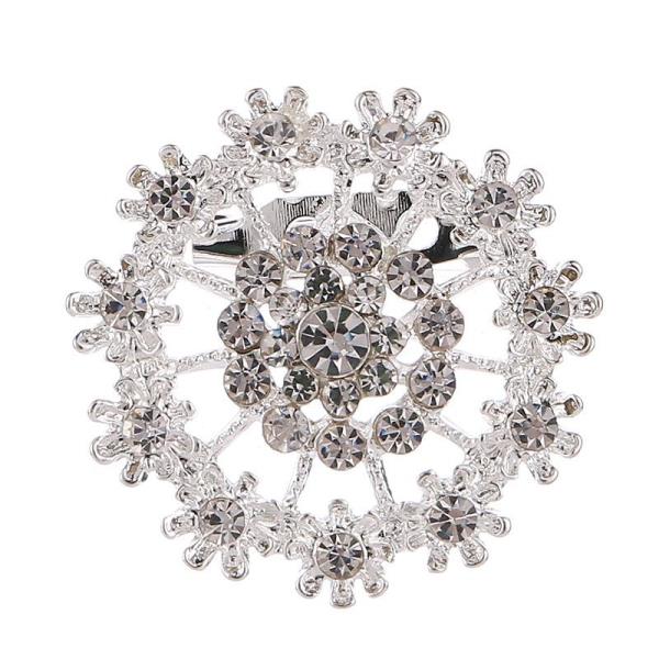 Silver Full Crystal Snow Flower Brooch