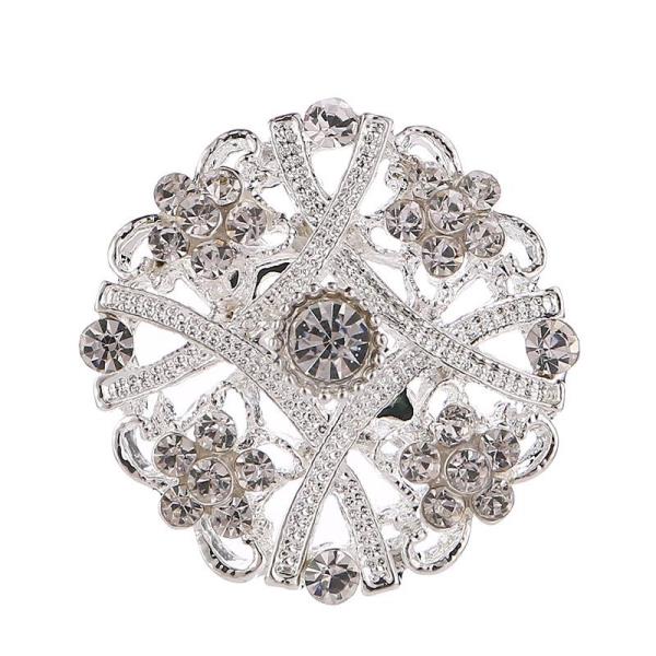 Silver Full Crystal Snow Flower Brooch