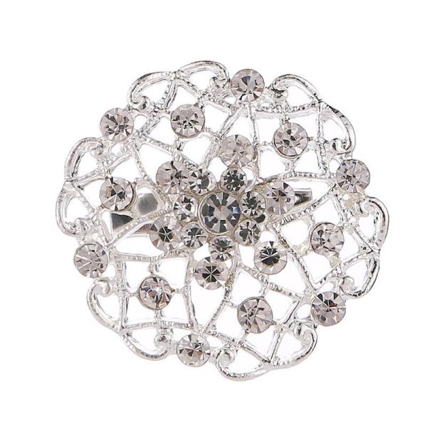 Silver Full Crystal Snow Flower Brooch