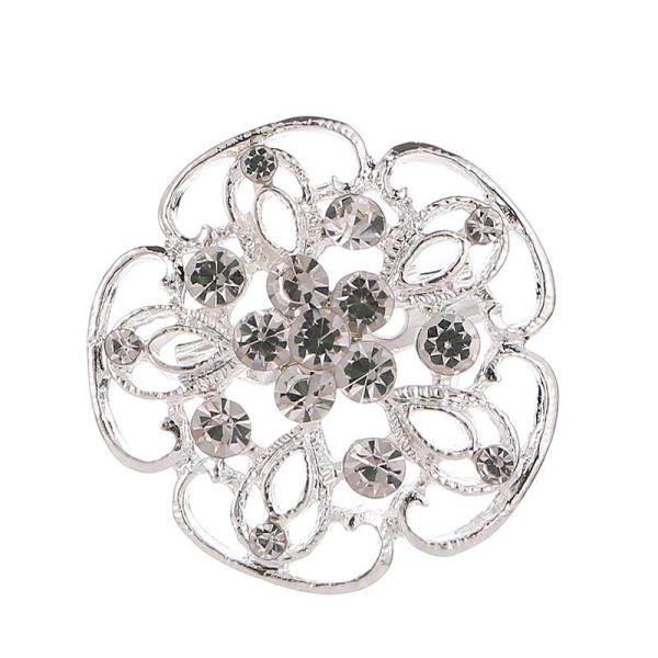 Silver Full Crystal Snow Flower Brooch