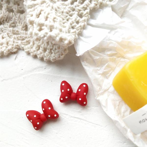 Red Spot Bow Mini Earrings