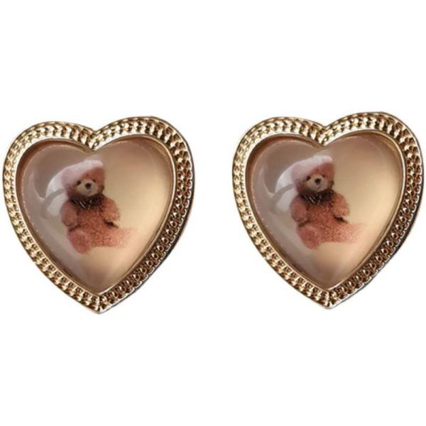 Vintage Heart Bear Earrings