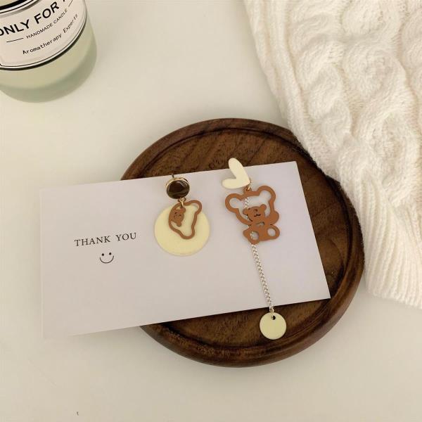 Cute Cartoon Chocolate Bear Pendant Earrings