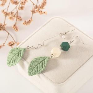 Fairy Green Leaf Flower Dangle Earrings