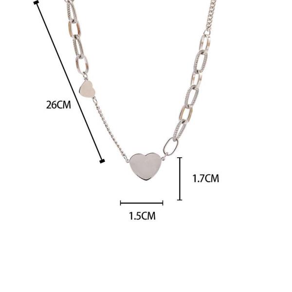 Chic Double Hearts Silver Necklace