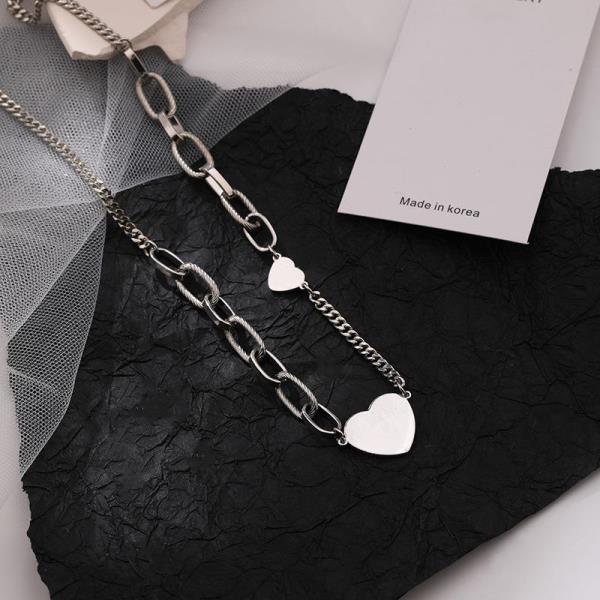 Chic Double Hearts Silver Necklace