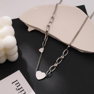 Chic Double Hearts Silver Necklace