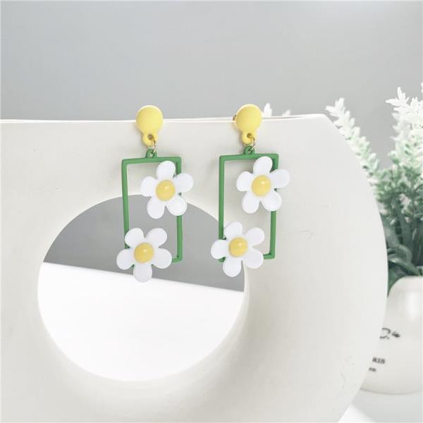 Acrylic Flower Frame Dangle Earrings