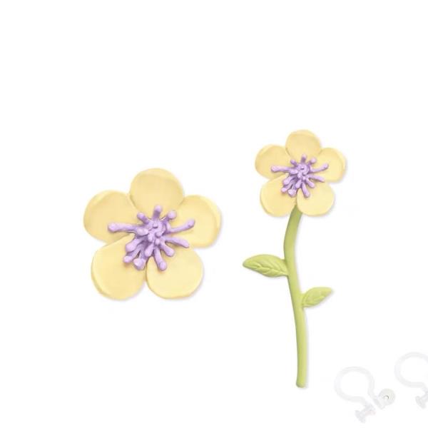 3D Painted Asymmetry Flower Earrings