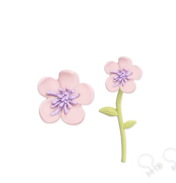 3D Painted Asymmetry Flower Earrings