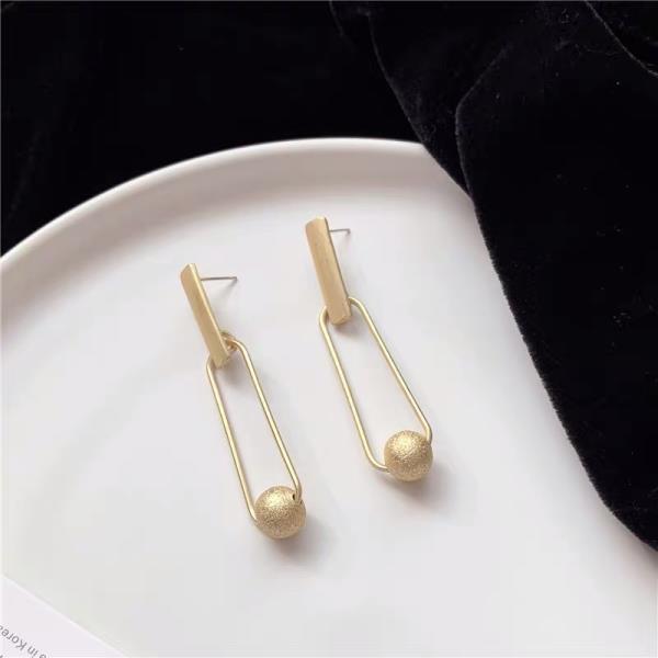 Retro Gold Matte Dangle Ball Earrings