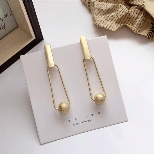 Retro Gold Matte Dangle Ball Earrings