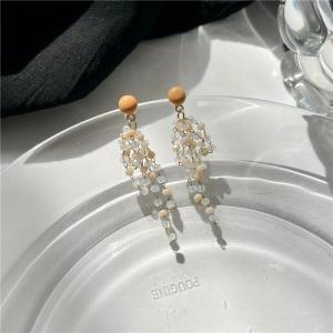 Square White Pearl Crystal Studs