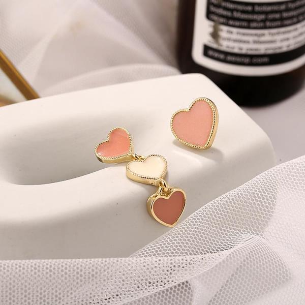 Asymmetry Enamel Heart Dangle Earrings