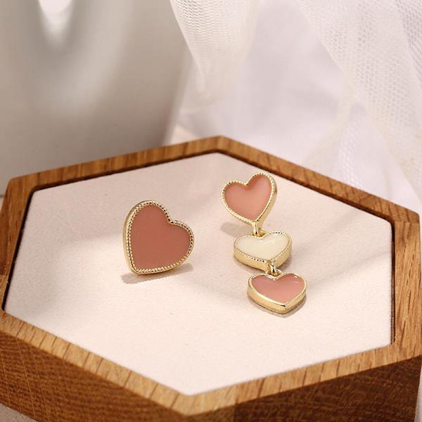 Asymmetry Enamel Heart Dangle Earrings